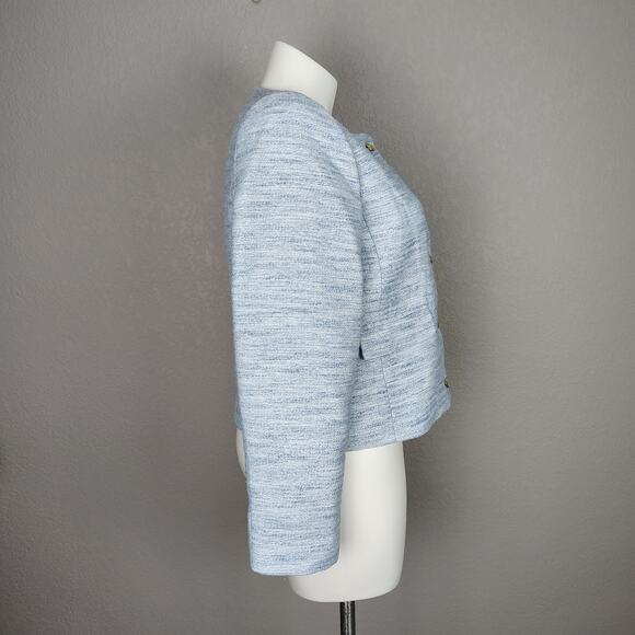 J.Crew Factory Tweed Lady Jacket Light Blue Gold Buttons NWT Size 16 - Picture 4 of 16